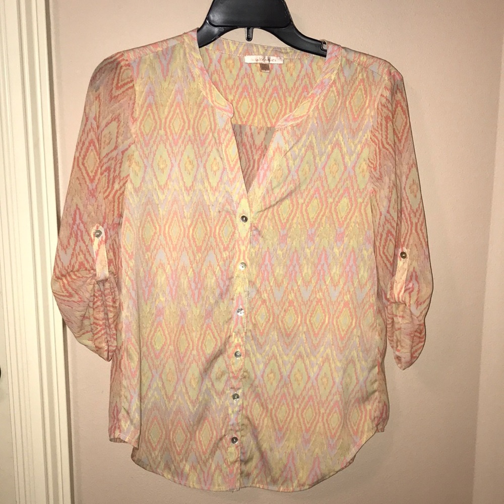 patterned button down blouse